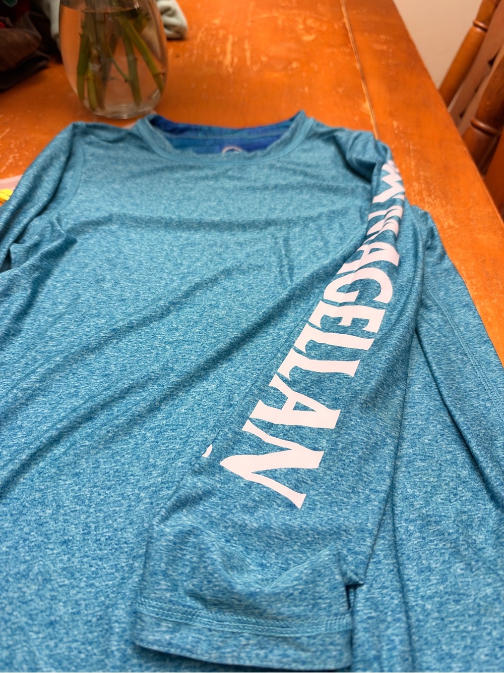 Boy’s Teal Long-Sleeve Swim Shirt with Sleeve Logo